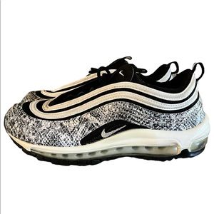 Nike Womens Air Max 97 Snakeskin Black White Sneaker Size 8